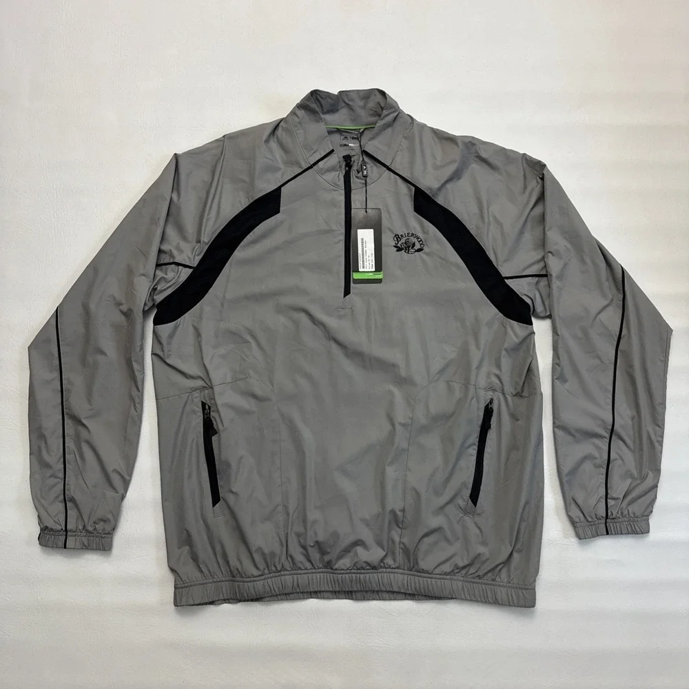 Adidas Golf Large ClimaProof Lvl 2 Lightweight Gray Black Full-Zip Golf Jacket L